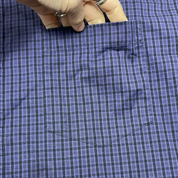 Bugatchi Button Dress Shirt Men Size XL Preppy Flip Cuff Checker Workwear Formal - Picture 7 of 10